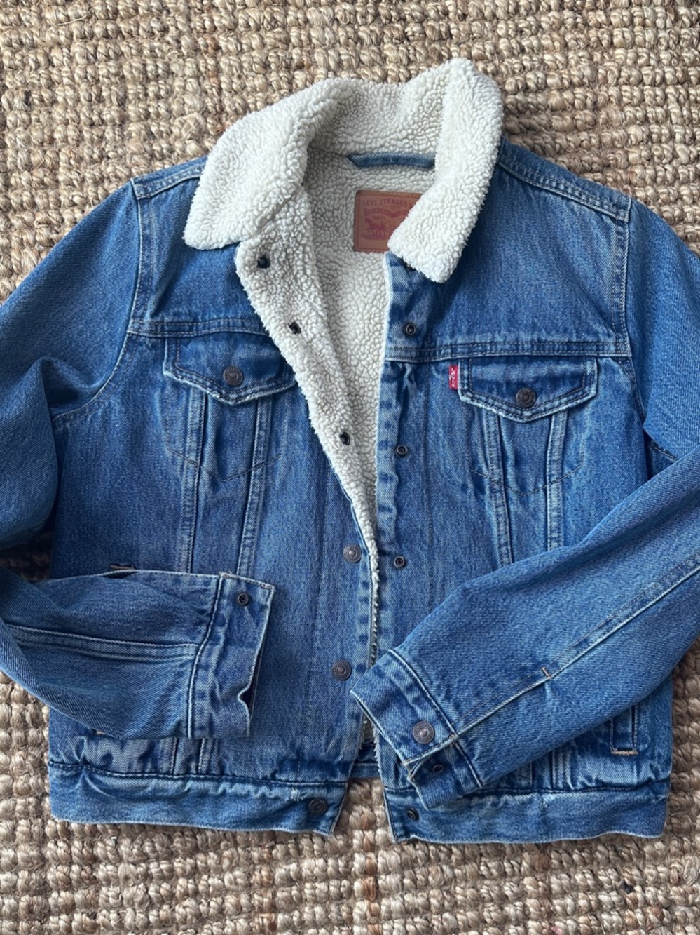 Levi's Blue Denim Jacket with Cream Sherpa Lining